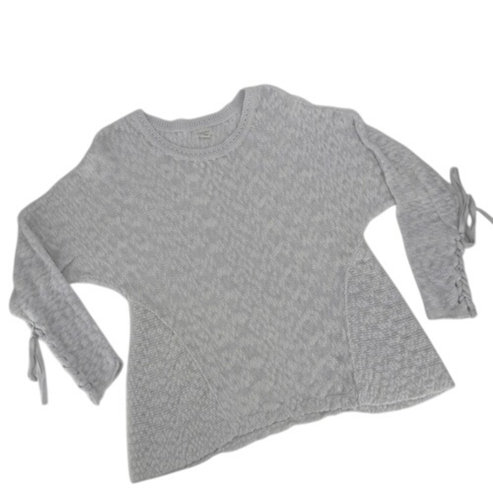 Caslon White Lightweight Knit Sweater Tie Sleeve Detail Size L‎